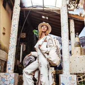 Chintamani Alchemi White Flare Ripped Jeans